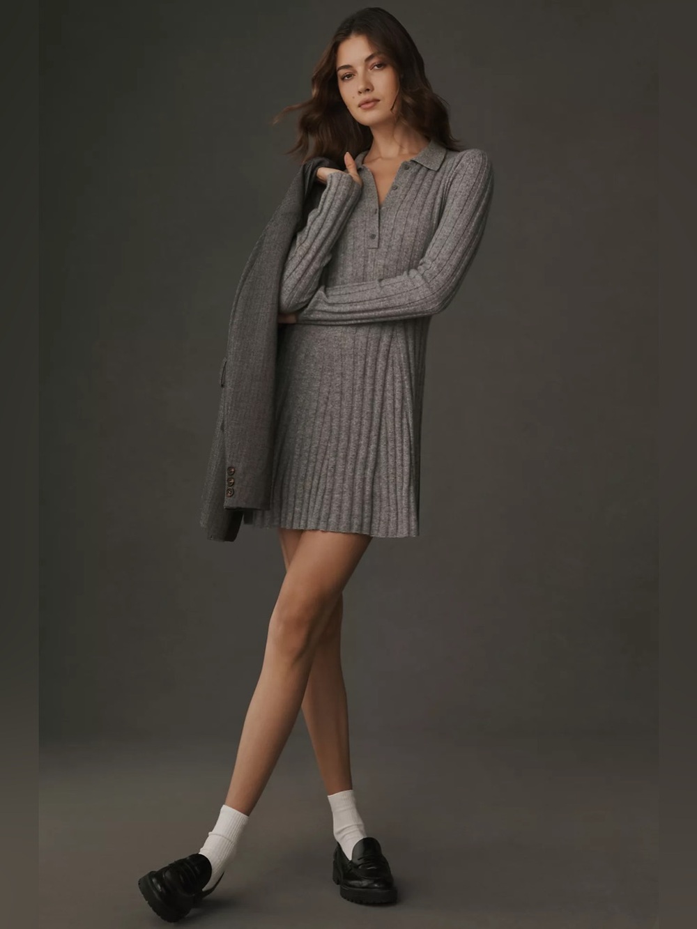 Reformation Walsh Cashmere Collared Mini Dress